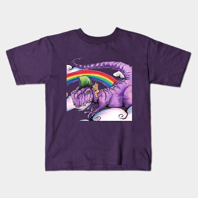 Dinosaur Rider Kids T-Shirt by Prairie Rose Studios